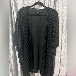 Lane Bryant Velvet Stripe Black Open Front Kimono One Size